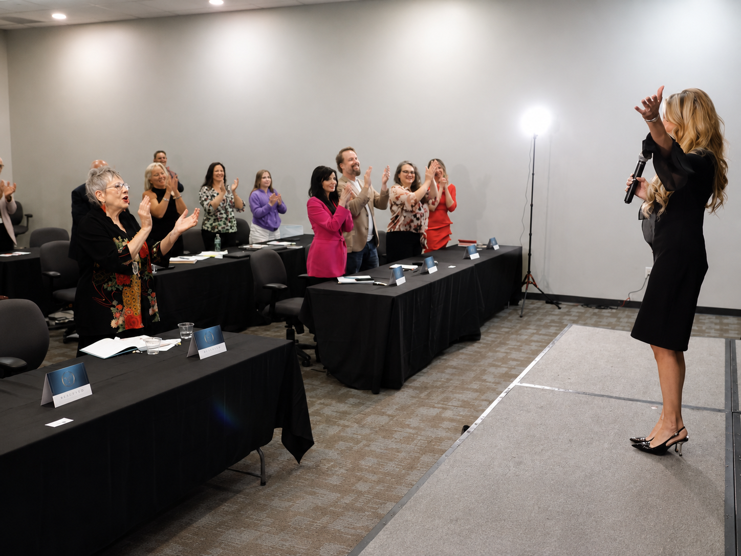 Bobbi Higgins speaking — audience interaction
